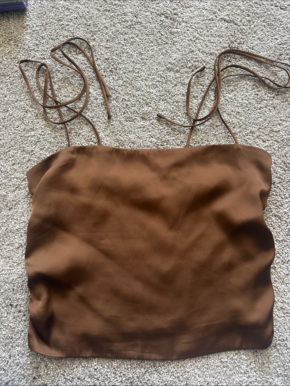 Urban Outfitters Women's Brown Satin Tie Tank Top